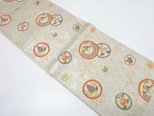 JAPANESE FUKURO OBI / WOVEN FLOWER & BIRD